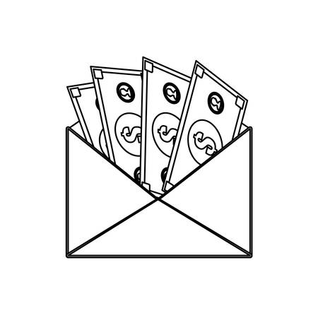 envelope with money bills over white background. vector illustrationのイラスト素材