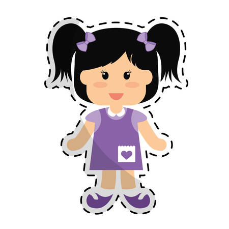 girl child icon image sticker vector illustration designのイラスト素材