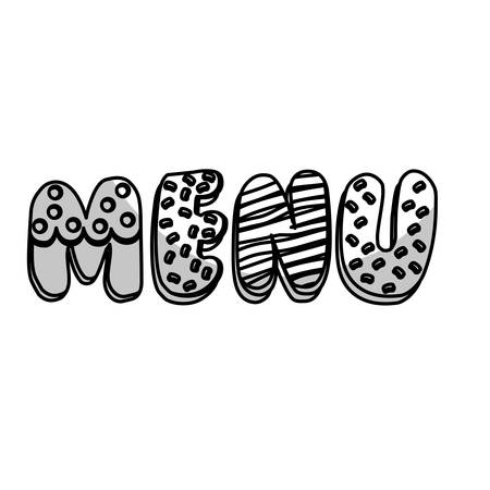 menu letters decorated as pastry icon image vector illustration designのイラスト素材