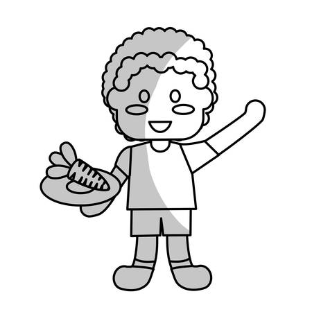 happy child with healthy eating related icons image grey and white vector illustration designのイラスト素材