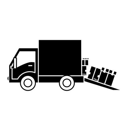 cargo truck with carton boxes over white background. vector illustrationの写真素材