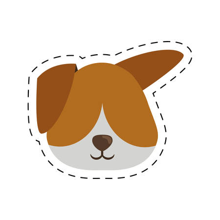 face doggy pet with line dotted vector illustrationのイラスト素材