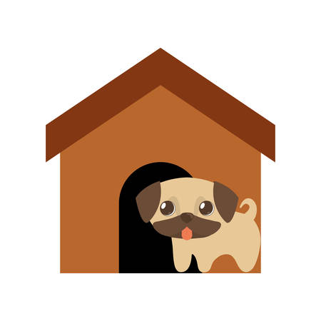 dog cute tongue out brown house vector illustration eps 10のイラスト素材