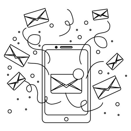 email related icons image simple black line vector illustration designのイラスト素材