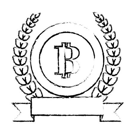 letter B as emblem embellished with laurel wreath and blank ribbon banner bank related icons image vector illustration designのイラスト素材