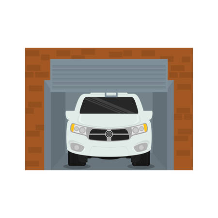 car inside garage  icon image vector illustration designのイラスト素材