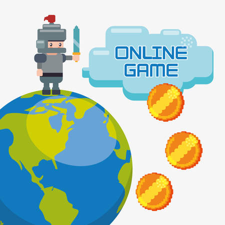 online game charatcer world coins golden vector illustration eps 10のイラスト素材