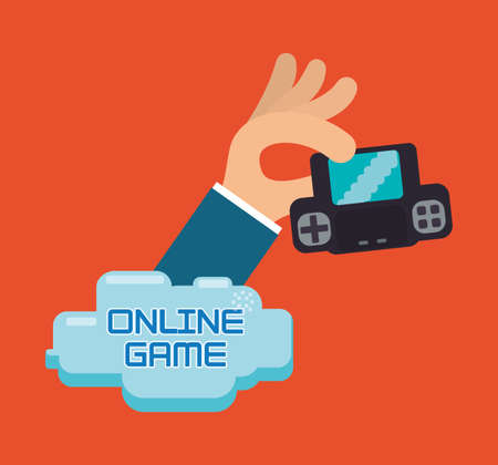 online game hand hold console portable vector illustration eps 10