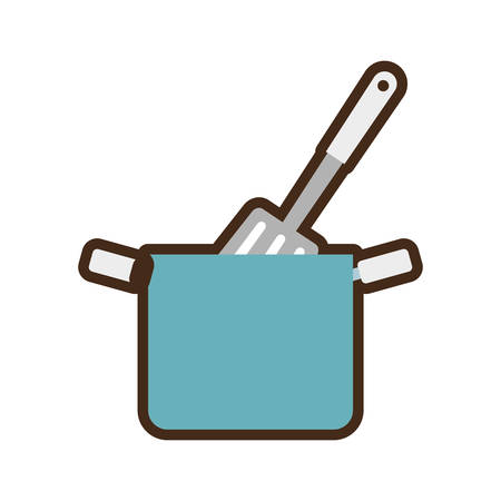 blue pot spatula kitchenware vector illustration eps 10のイラスト素材