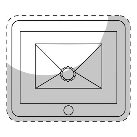 tablet with envelope icon over white background. vector illustrationのイラスト素材