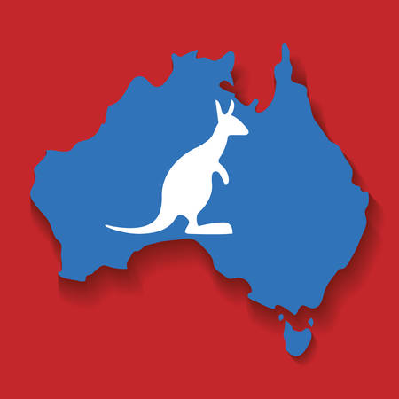 territory outline with kangaroo silhouette in center australia related image vector illustration designのイラスト素材
