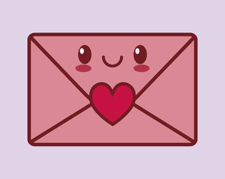 envelope valentines day related kawaii style icon image vector illustration designのイラスト素材