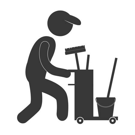 cleaning service worker pictogram icon image vector illustration designのイラスト素材