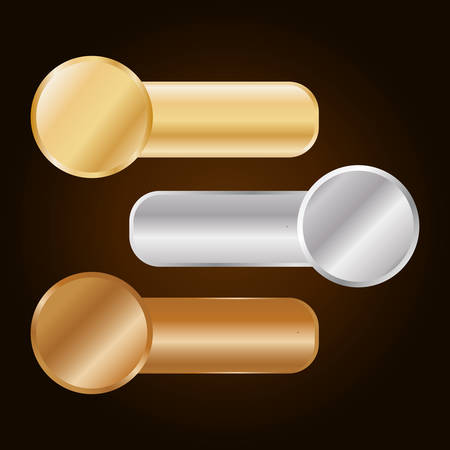gold silver and bronze equalizer knobs icon image vector illustration designのイラスト素材