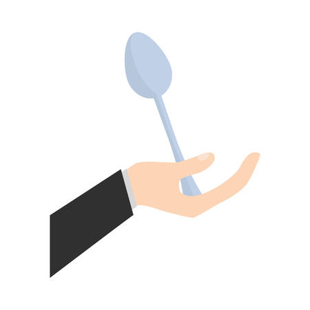hand holding spoon cook utensil vector illustration eps 10のイラスト素材