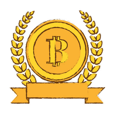 golden bitcoin icon digital symbol, vector illustrationのイラスト素材