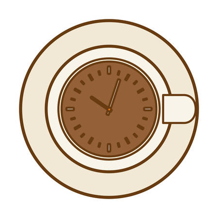 Brown plate with a chocolate clock inside, vector illustration iconのイラスト素材