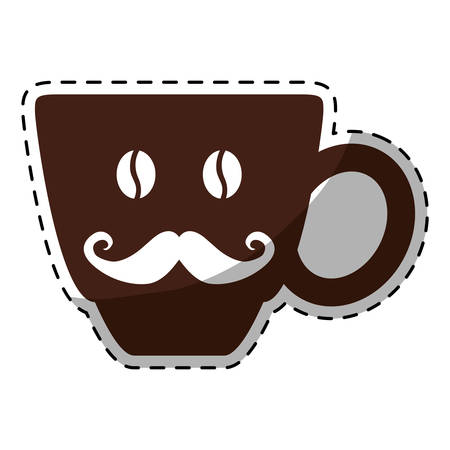 Brown coffee cup with moustache icon image, vector illustrationのイラスト素材