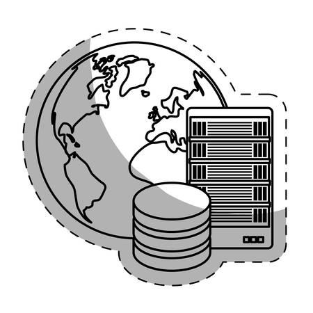 web hosting or data center related icons sticker image vector illustration designのイラスト素材