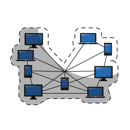 web hosting or data center related icons sticker image vector illustration designのイラスト素材
