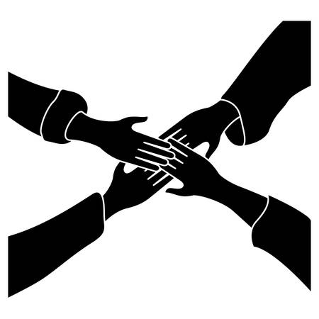 black hands of women together image icon, vector illustrationのイラスト素材