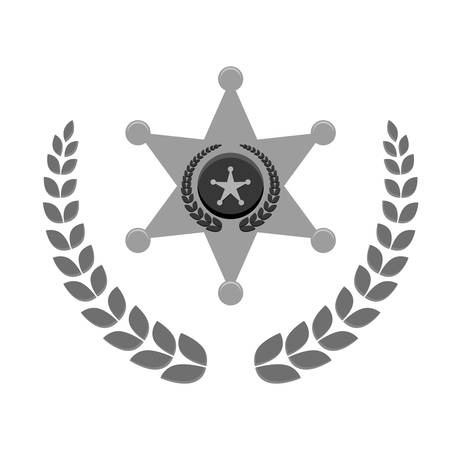 grayscale police badge icon image, vector illustrationのイラスト素材