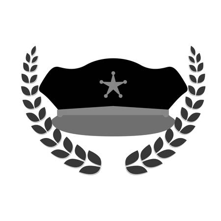grayscale police badge icon image, vector illustrationのイラスト素材
