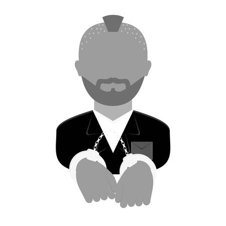 grayscale arrested man with handcuffs icon, vector illustrationのイラスト素材