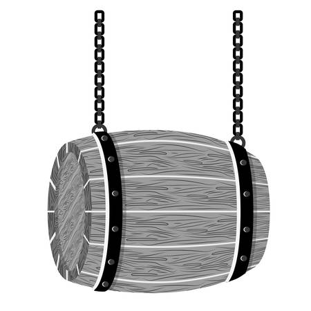 grayscale wooden barrel icon image design, vector illustrationのイラスト素材