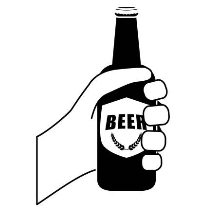 black bottles of beer in the hand icon design, vector illustrationのイラスト素材