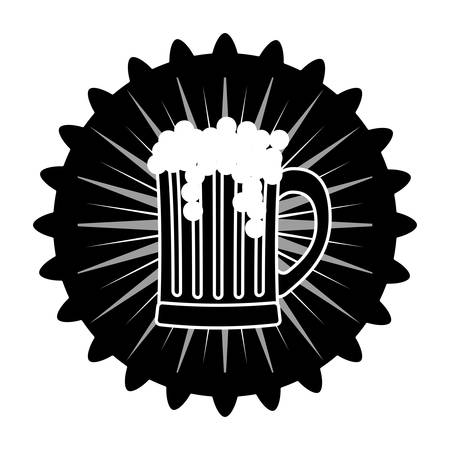 black beer cap emblem icon image, vector illustrationのイラスト素材