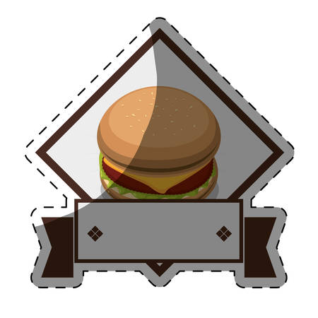 hamburger fast food emblem image vector illustration designのイラスト素材