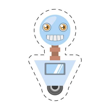 artificial intelligence robotic smiling screen cutting line vector illustrationのイラスト素材