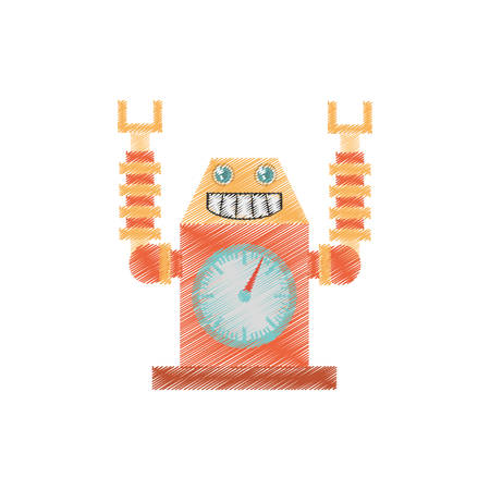 drawing robot clock launch rocket smile vector illustrationのイラスト素材