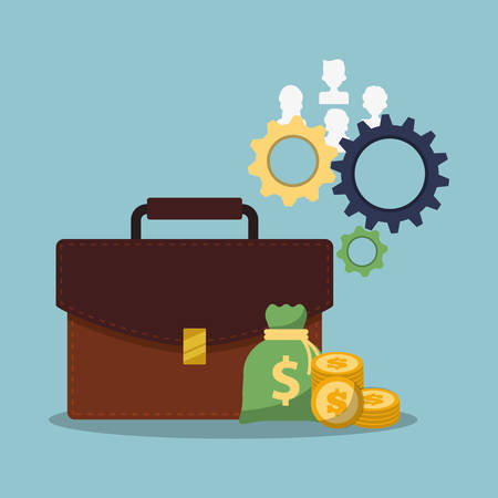 business banking portfolio gears people money vector illustrationのイラスト素材