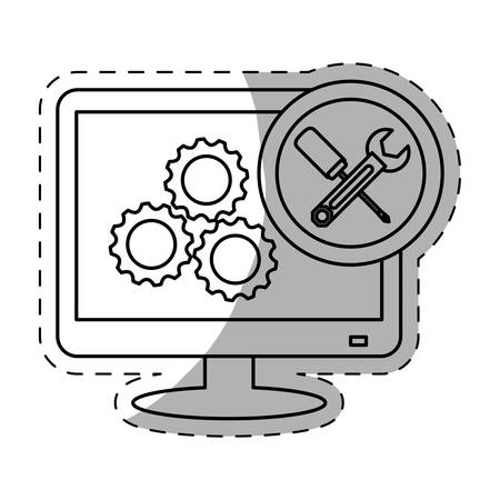 online technical service abstract image sticker vector illustration designのイラスト素材