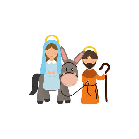 Holy mary and joseph icon vector illustration graphic designのイラスト素材