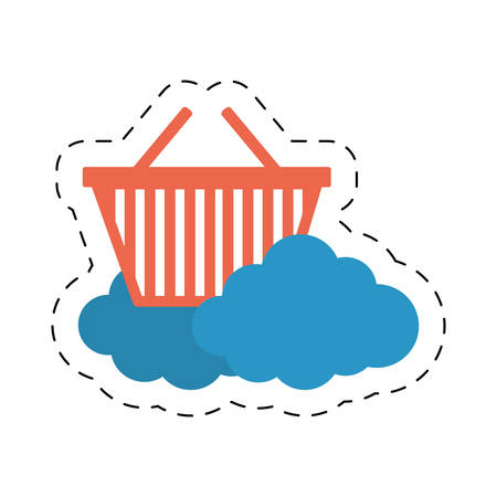 cloud basket shop market online cut line vector illustration eps 10のイラスト素材