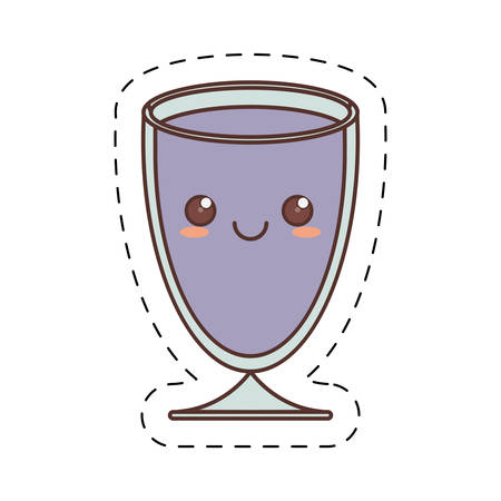 kawaii cup glass crystal drink cut line vector illustration eps 10のイラスト素材