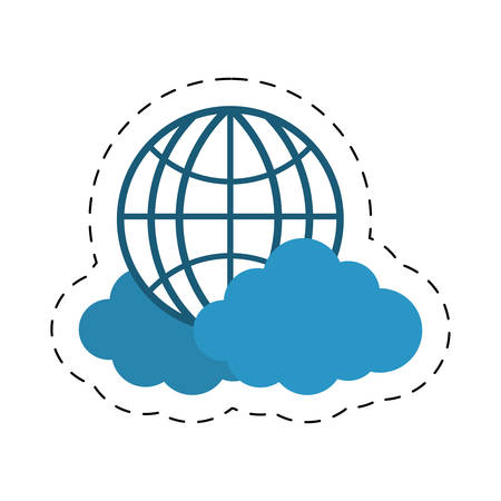 cloud globe communication digital cut line vector illustration eps 10のイラスト素材