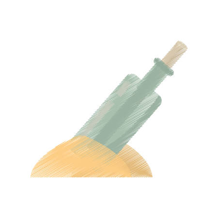 drawing bottle with message letter sand vector illustrationのイラスト素材