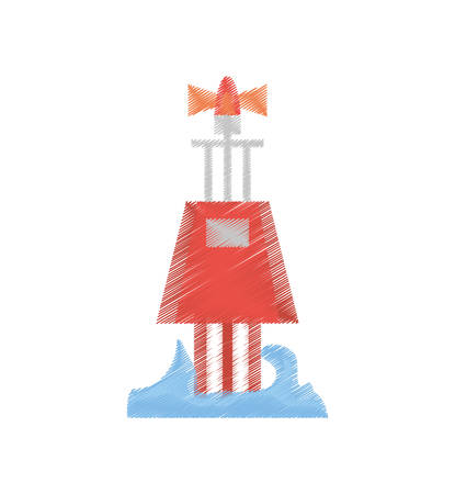 drawing red marker buoy ocean light navigation vector illustration eps 10のイラスト素材