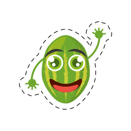 cute watermelon juicy diet cut line vector illustration eps 10のイラスト素材