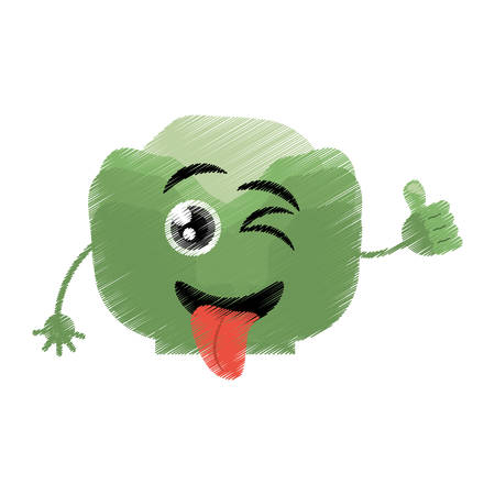 lettuce expressions silly face icon, vector illustrationのイラスト素材