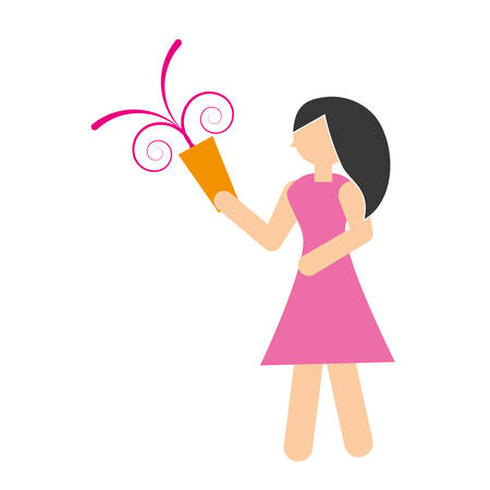 woman with party horn icon, vector illustration imageのイラスト素材