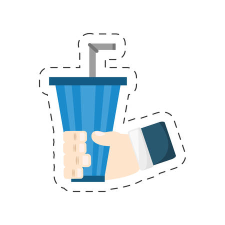 straw soda in hand icon image design, vector illustrationのイラスト素材