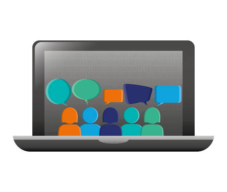 computer with bubbles inside icon, vector illustration imageのイラスト素材