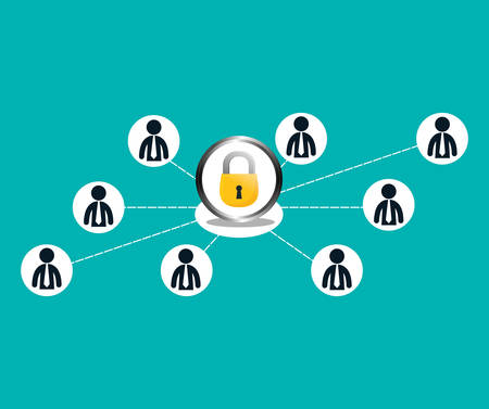 people connections lock network icon, vector illustrationのイラスト素材