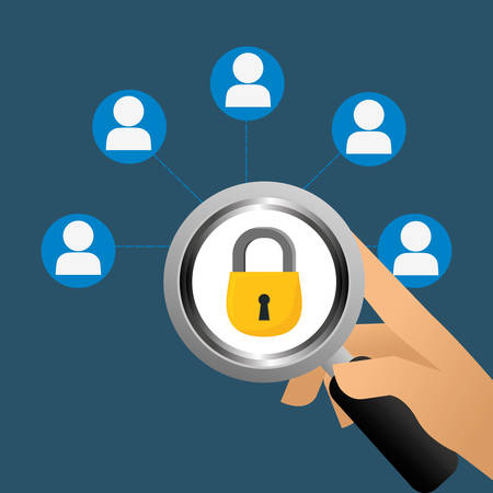 people connections lock network icon, vector illustrationのイラスト素材