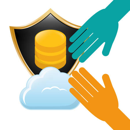 shield distributed data center icon, vector illustrationのイラスト素材